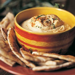 Receta de Navidad para vegetarianos: Entrante de humus con pan de pitta Receta de Navidad para vegetarianos: Entrante de humus con pan de pitta
