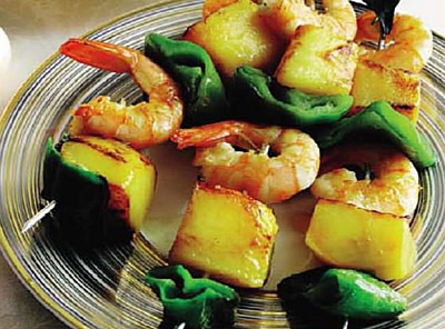 Brochetas de gambas y mango Brochetas de gambas y mango