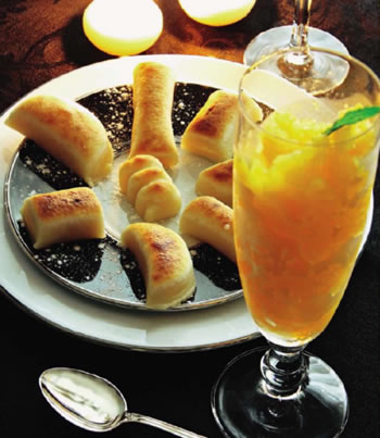 Sorbete de molocotón en almíbar