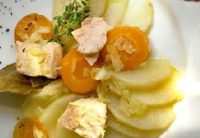 Escabeche de salmón y peras Escabeche de salmón y peras