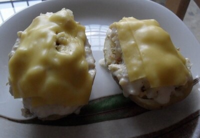 Patatas rellenas de pollo y bacon con bechamel Patatas rellenas de pollo y bacon con bechamel