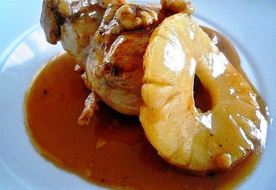 Pollo con salsa de piña y miel Pollo con salsa de piña y miel