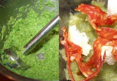 Puré de Judías verdes y Virutas de Chorizo Puré de Judías verdes y Virutas de Chorizo